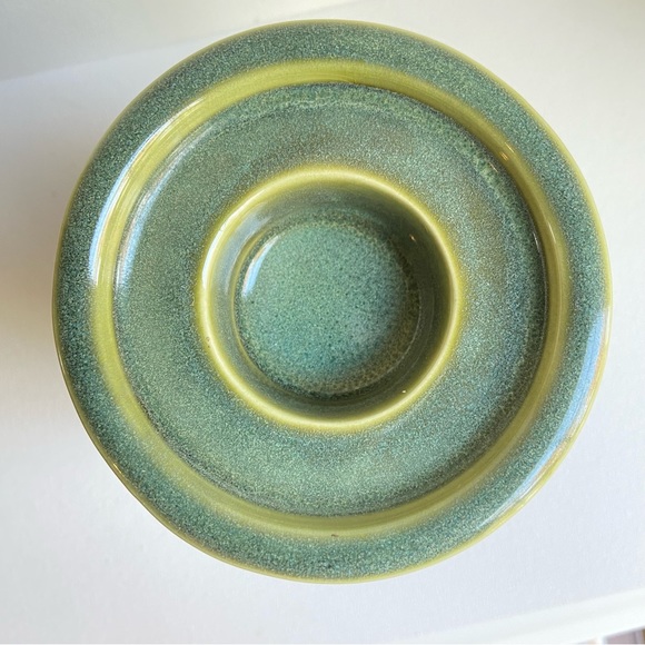 PartyLite Nature’s Garden pillar candle holder green glaze on ceramic P9183 - Picture 4 of 8